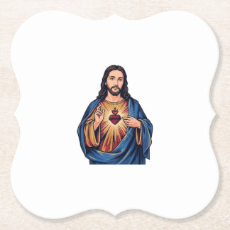 Porta-copo De Papel Sagrado Coração Gravura Vintage Vetor Religioso De