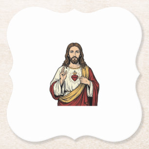 Porta-copo De Papel Sagrado Coração Jesus Arte Vetorial de Gravura Vin