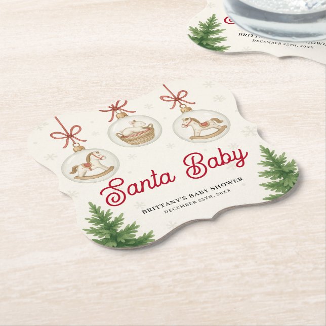 Porta-copo De Papel Santa Baby Christmas Baby Shower  (Angular)