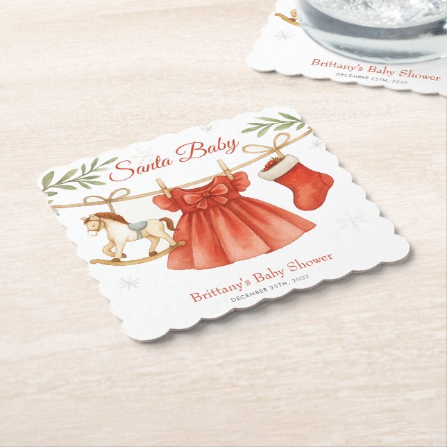 Porta-copo De Papel Santa Baby Christmas Clothesline Girl Baby Shower  (Angular)
