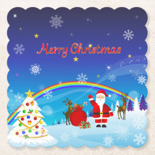 Porta-copo De Papel Santa Claus e Reindeer