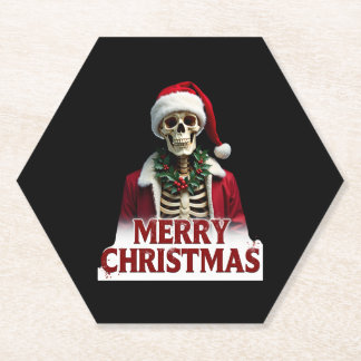 Porta-copo De Papel Santa Claus Skeleton Outfit Skull Funny Christmas 