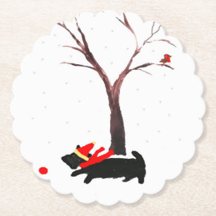 Porta-copo De Papel Sasonal Art Scottie Dog Robin