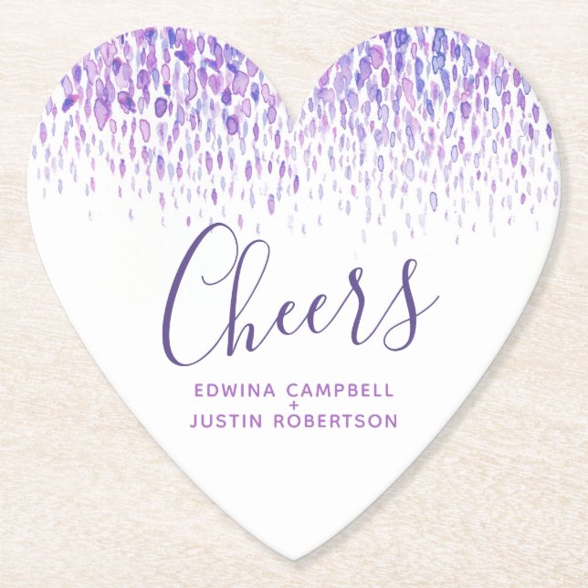 Porta-copo De Papel Saudações roxo arte moderna aguarela toques (Frente)
