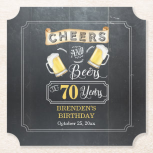 Porta-copo De Papel Saúde e Cerveja a 70 anos de Festa de aniversári