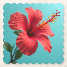 Porta-copo De Papel Scarlet Bloom: A Radiância de um Hibisco Vermelho