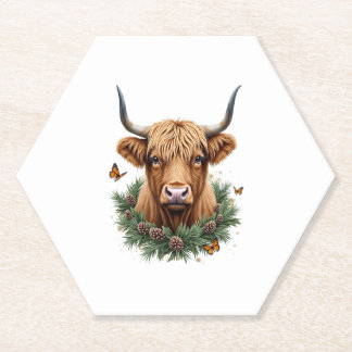 Porta-copo De Papel Scottish Highland Cow Cattle Hairy Cow Christmas W