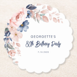 Porta-copo De Papel Script de Festa de aniversário Floral Rosa