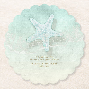 Porta-copo De Papel Sea Foam Beach Wedding Starfish ID837
