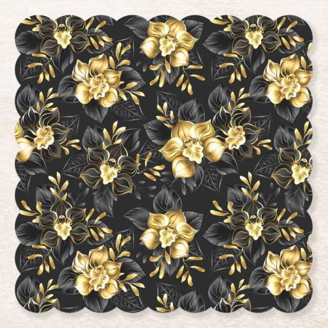 Porta-copo De Papel Sem costura com orquídeas de joias (Frente)