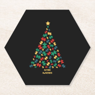 Porta-copo De Papel Sensibilização para o autismo da árvore de natal a