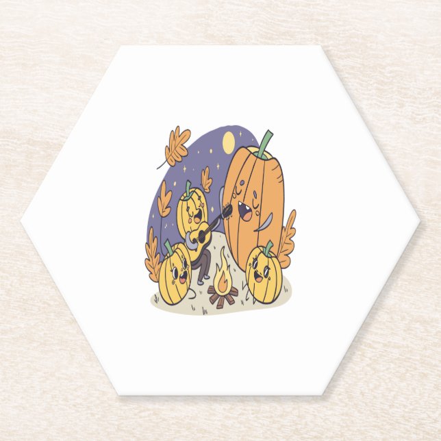 Porta-copo De Papel Serenata de Pumpkin Campfire (Frente)