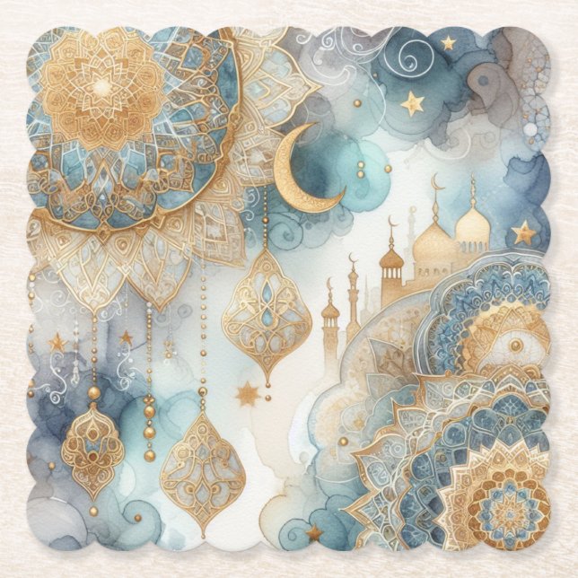 Porta-copo De Papel Serenidade da Mesquita Ligada para Eid (Frente)