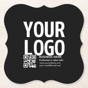Porta-copo De Papel Seu logotipo c/ código QR editável e texto
