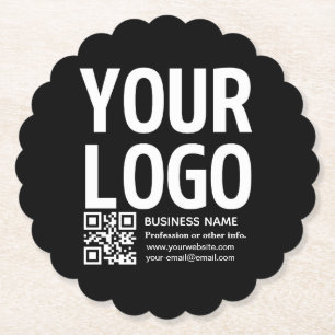 Porta-copo De Papel Seu logotipo com código QR e texto editáveis