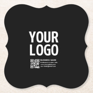 Porta-copo De Papel Seu logotipo com código QR e texto editáveis