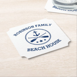 Porta-copo De Papel Seu nome da família da casa de praia Anchor Stars 
