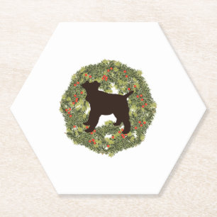 Porta-copo De Papel Shadow Silhouter Wire Fox Terrier Dog em uma Terra