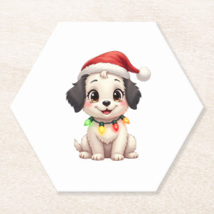 Porta-copo De Papel Shih Tzu Papai Noel Árvore de Natal Luzes Xmas Amo