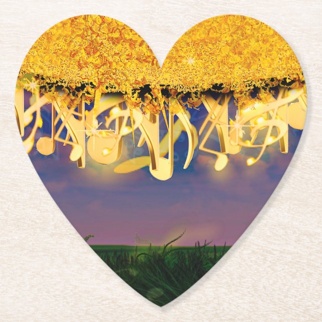 Porta-copo De Papel Shimmering Notes of Dourado (Frente)