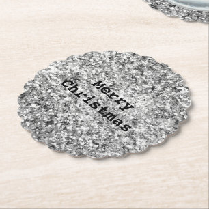 Porta-copo De Papel Silver Glitter Sparkle