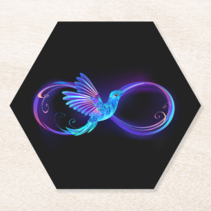 Porta-copo De Papel Símbolo de Infinito Neon com Beija-flor Brilhante