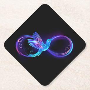 Porta-copo De Papel Símbolo Neon Infinity com Hummingbird brilhante