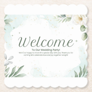 Porta-copo De Papel Sinal de Boas-Vindas de Casamento – Elegante Aquar