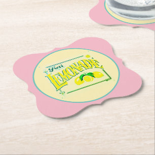Porta-copo De Papel Sinal de limonada rosa vintage limão fruta verão