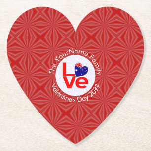 Porta-copo De Papel Sinalizador australiano Red Letters LOVE Flag Pers