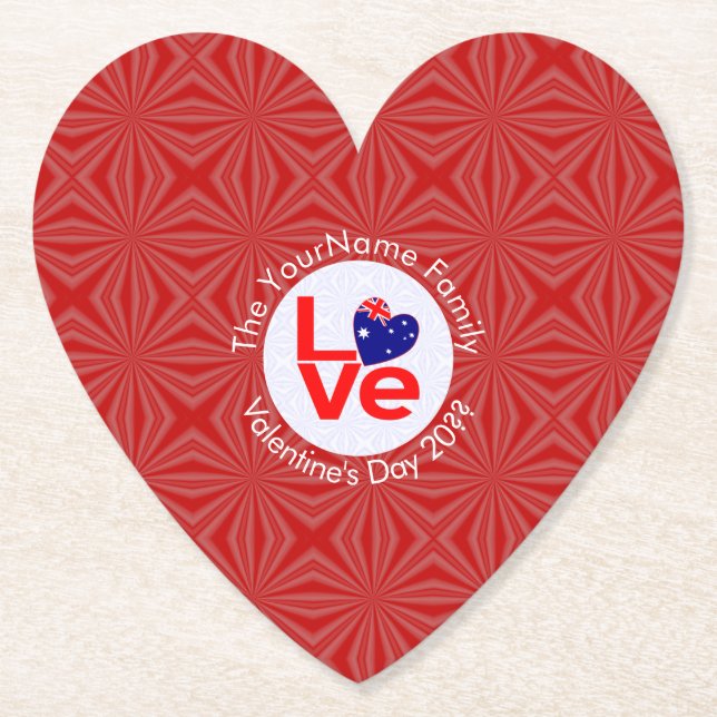 Porta-copo De Papel Sinalizador australiano Red Letters LOVE Flag Pers (Frente)