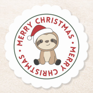 Porta-copo De Papel Sloth Christmas Snow Winter Animals Sloths Paper C