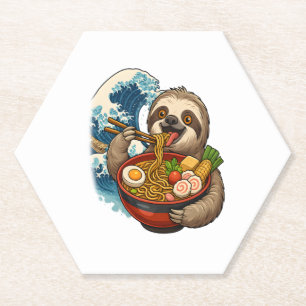 Porta-copo De Papel Sloth Eating Japonês Ramen