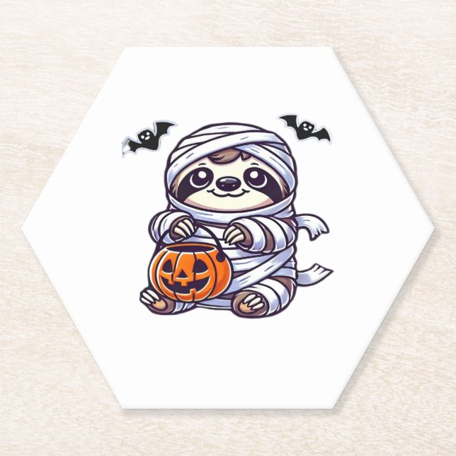 Porta-copo De Papel Sloth Halloween Mummy Kids Men Sloth Classic (Frente)