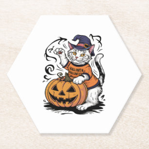 Porta-copo De Papel Snowshoe Gato Bonito Bruxo de Halloween