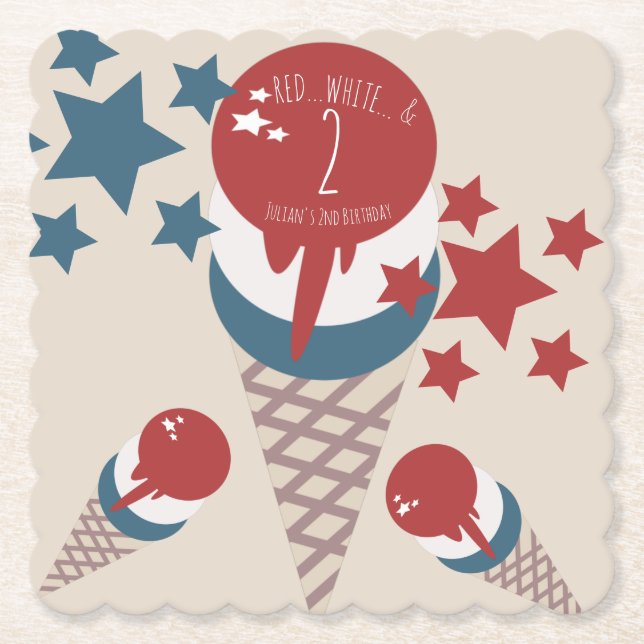 Porta-copo De Papel Sorvete Estrelas de Aniversário de 4 de Julho 2º A (Frente)