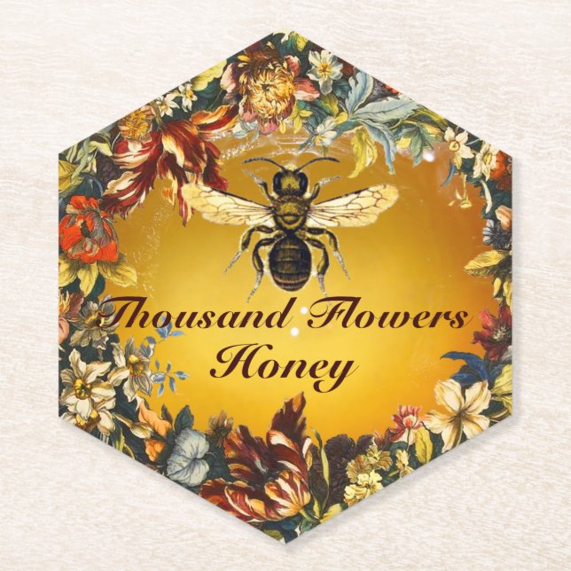 PORTA-COPO DE PAPEL SPRING FLOWERS HONEY BEE / BEEKEEPER BEEKEEPING (Frente)