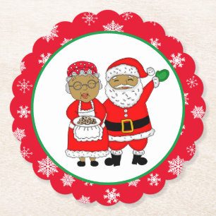 Porta-copo De Papel Sr. e Sra. Claus, Natal de Papais noeis Afro-Ameri