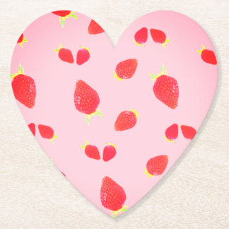 Porta-copo De Papel Strawberry Photo ハート型コースター