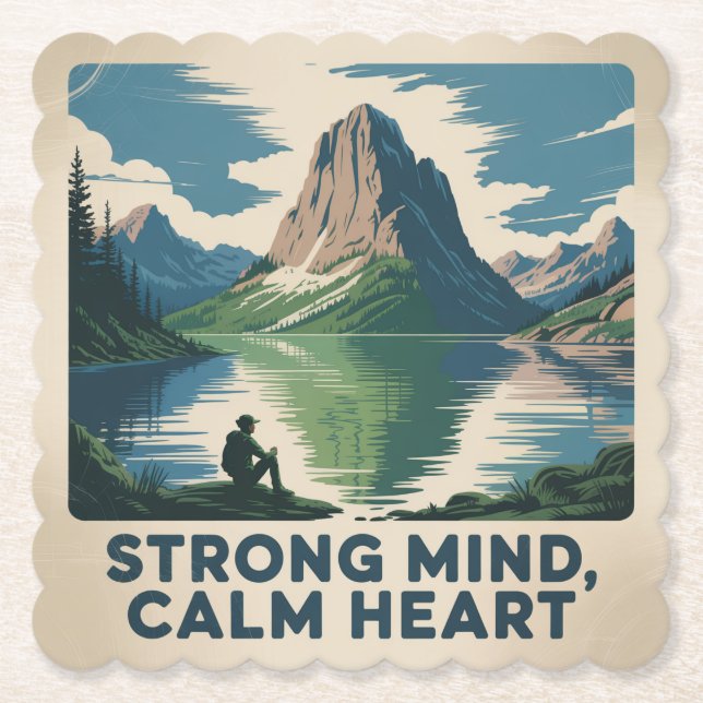 Porta-copo De Papel Strong Mind, Calm Heart (Frente)