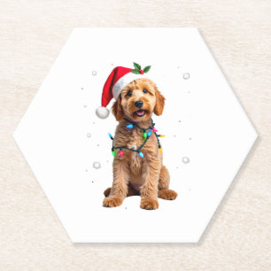 Porta-copo De Papel Suéter De Natal Do Cão Goldendoodle Árvore De Nata