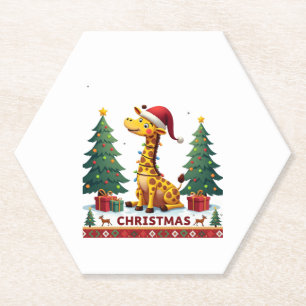 Porta-copo De Papel Suéteres Feios de Natal da Girafa Chapéu Divertido