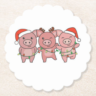 Porta-copo De Papel Suínos de Natal de Porcos Porcos