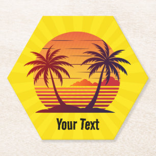 Porta-copo De Papel Sunset com Palm Trees Vetor-98803