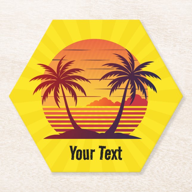 Porta-copo De Papel Sunset com Palm Trees Vetor-98803 (Frente)