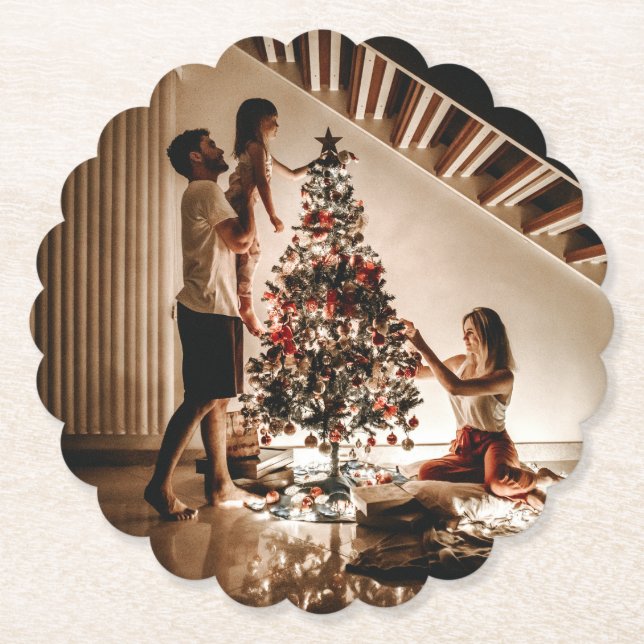 Porta-copo De Papel Suporte Redondo de Foto Personalizada (Frente)