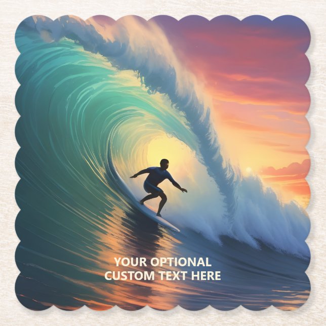 Porta-copo De Papel Surfer de Texto Personalizado (Frente)