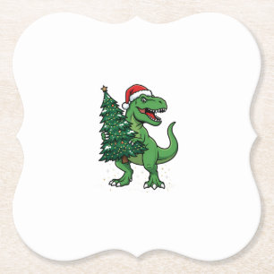 Porta-copo De Papel T-Rex de Natal Carregando Árvore de Natal