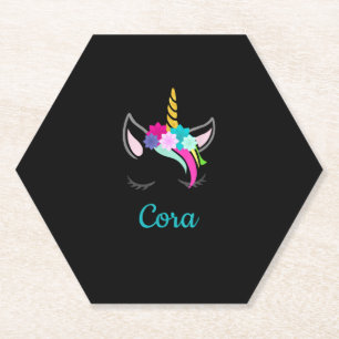 Porta-copo De Papel T-Shirt Nome Cora Unicórnio Arco-Íris