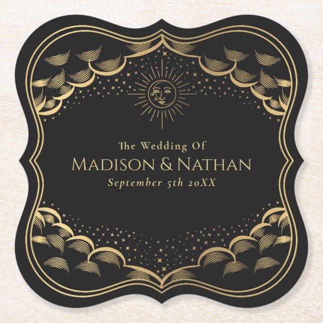 Porta-copo De Papel Tarot Sun e Moon Wedding (Frente)